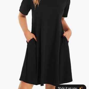 Essential Black Short-Sleeve Mini Dress with Pockets